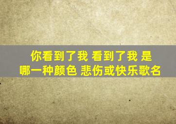 你看到了我 看到了我 是哪一种颜色 悲伤或快乐歌名